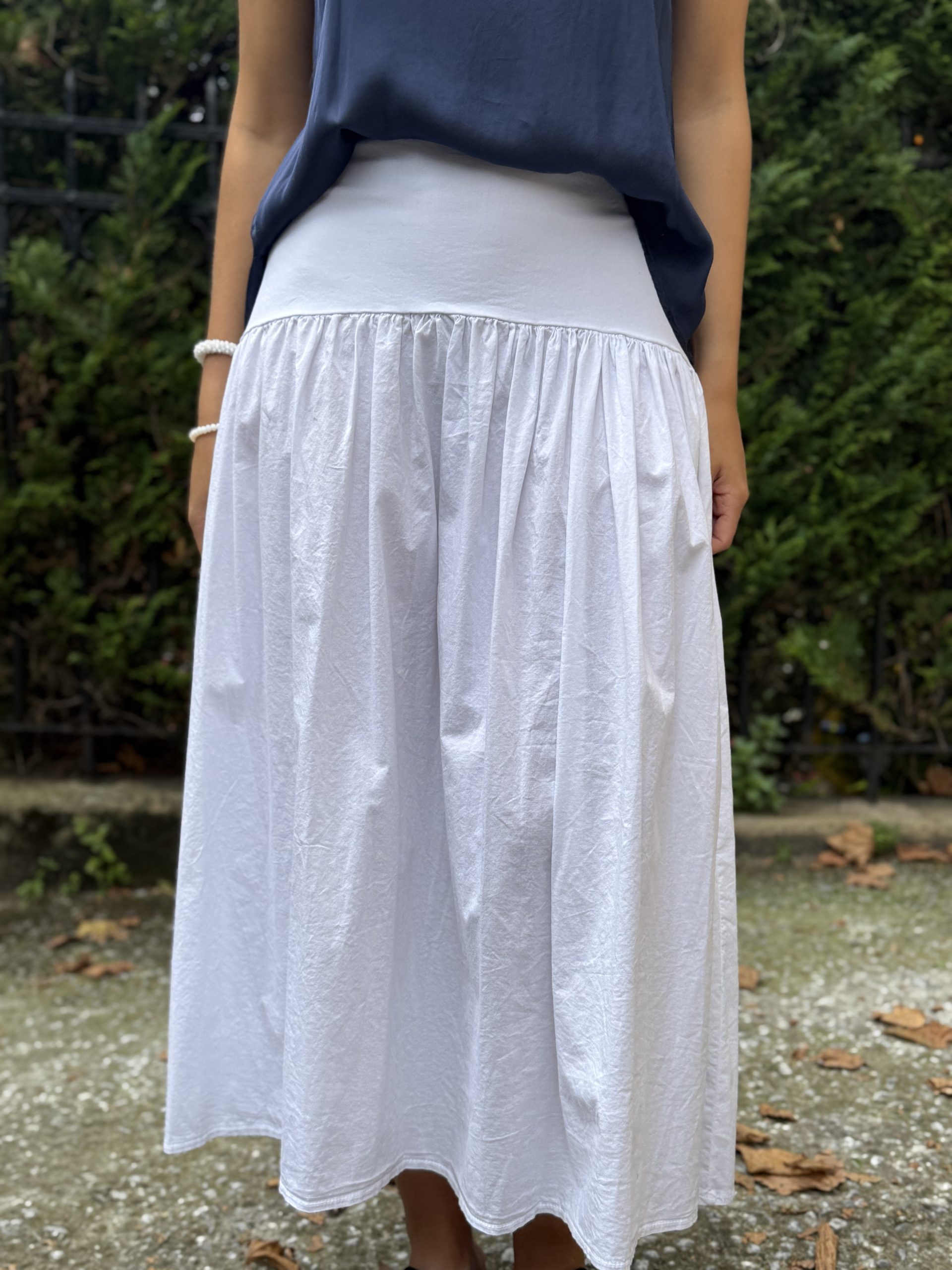 Falda larga popelín blanca