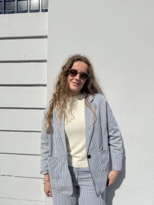 Blazer rayas azules algodón