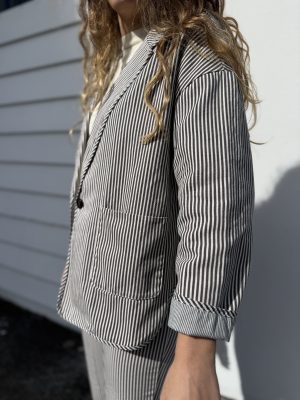 Blazer rayas marrones algodón