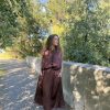 Falda midi satinada granate - Thumbnail Image 6