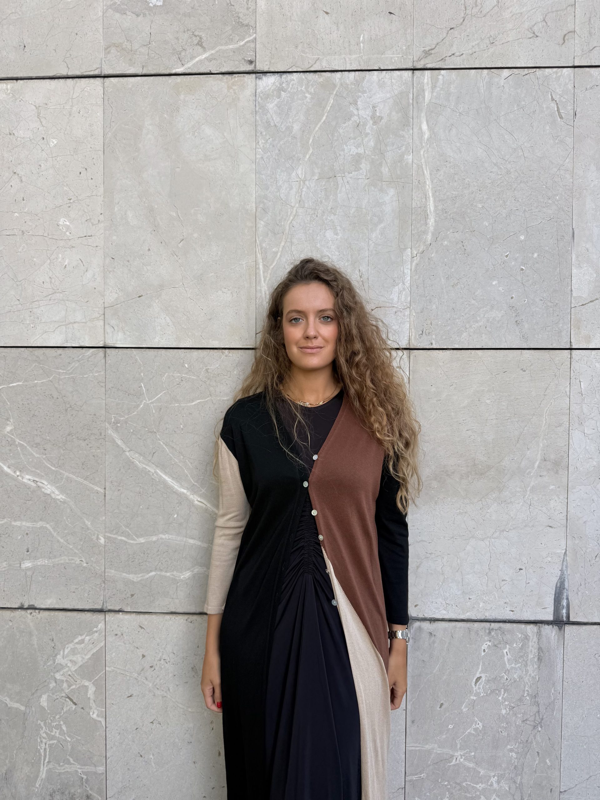 Chaqueta punto combinada beige - Imagen 2