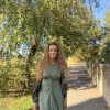Vestido frunces evasé caqui - Thumbnail Image 2
