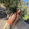 Vestido midi combinado caqui - Thumbnail Image 2