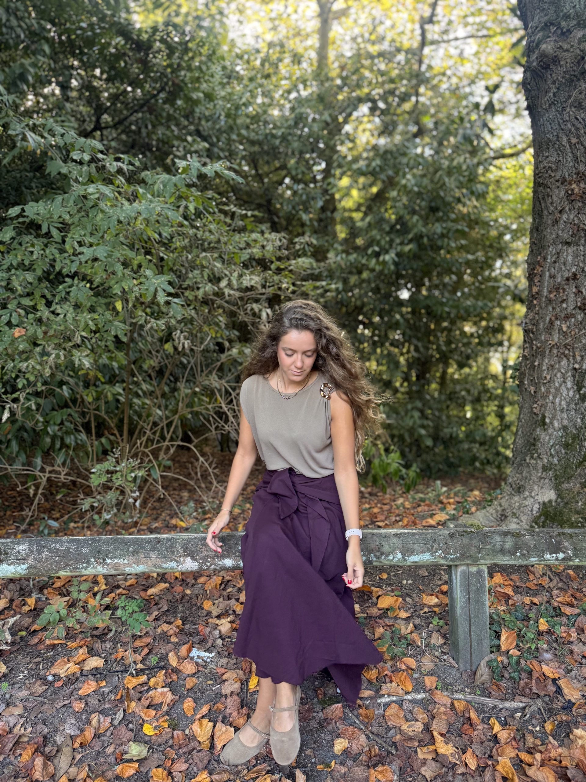 Falda midi lazada granate - Imagen 4