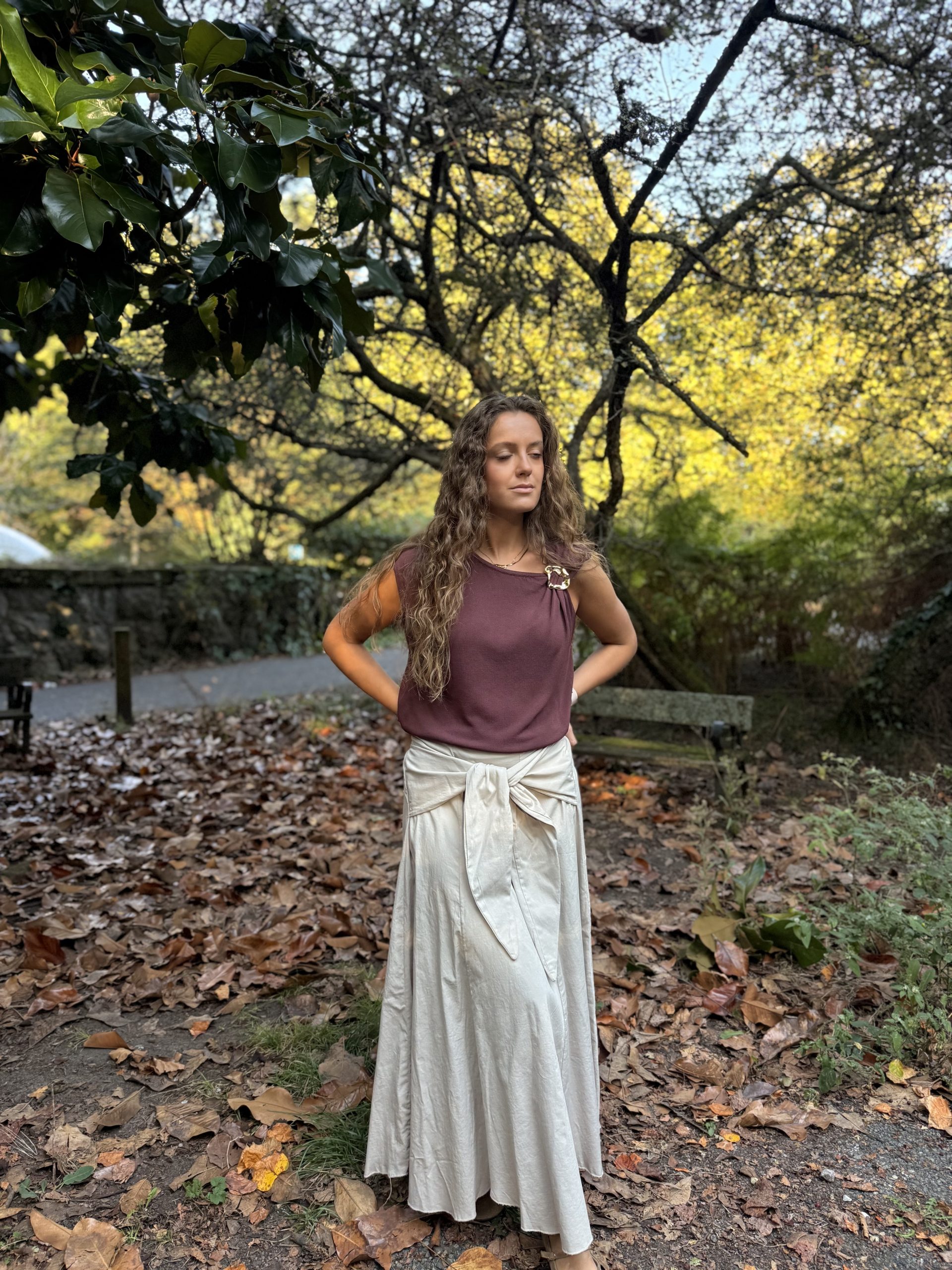 Falda midi lazada piedra - Imagen 1