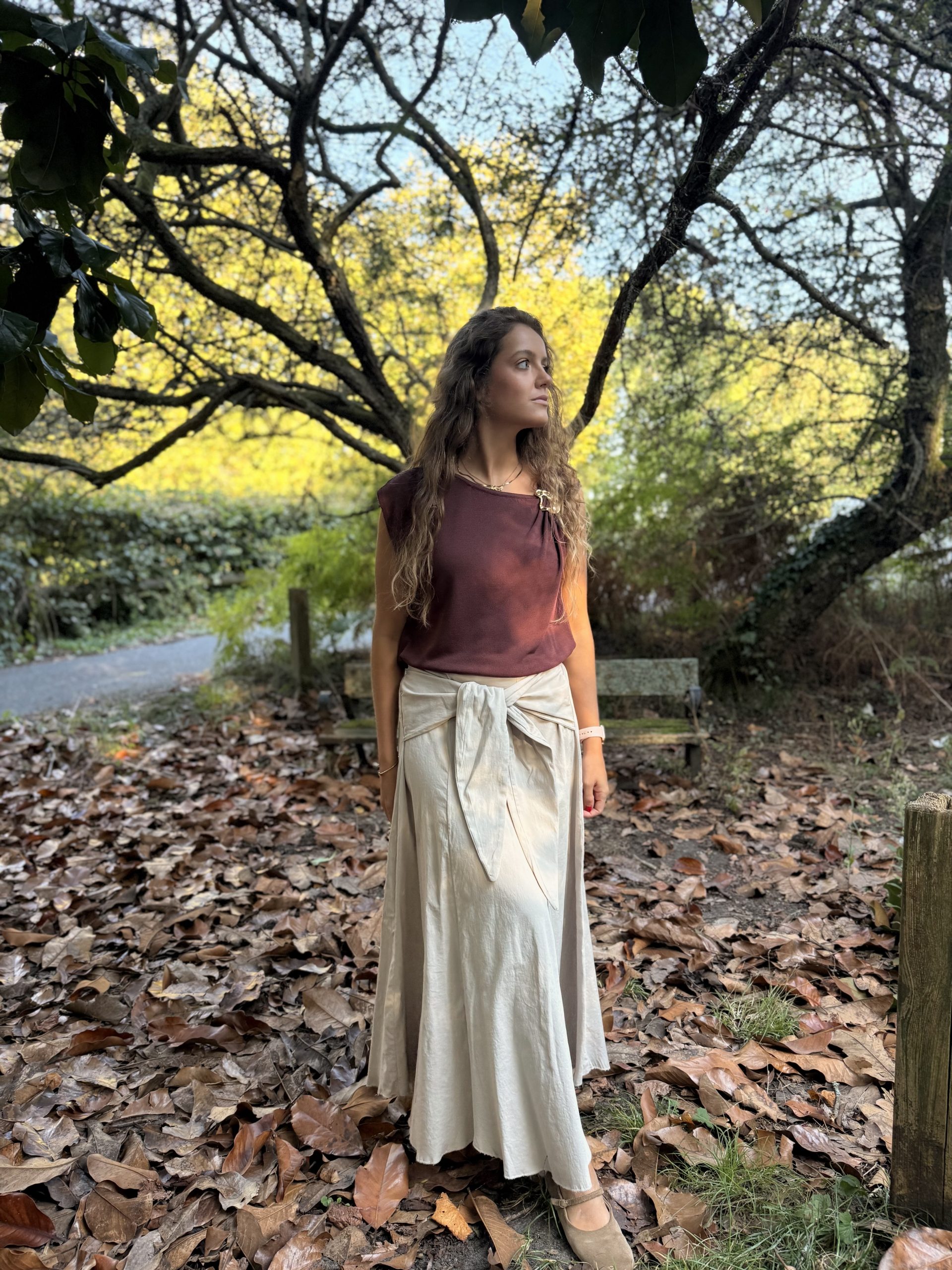Falda midi lazada piedra - Imagen 4