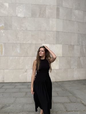 Alternative view of Vestido midi nido de abeja negro