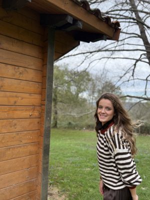 Jersey punto rayas marrón