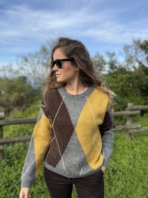 Jersey punto rombos mostaza