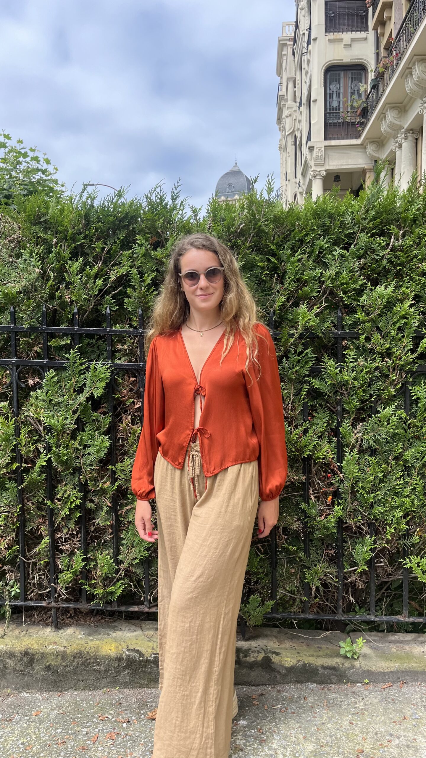 Blusa naranja satén Éclat